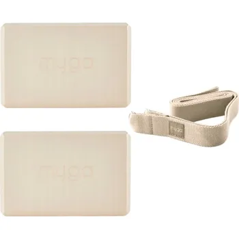 MYGA Jóga sada myga - pěnový blok + 2v1 popruh NO SIZE BÉŽOVÁ