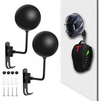 Věšák DRŽÁK VĚŠÁK NA MOTOCYKLOVÁ PŘILBA PEVNÝ VYSOKÁ KVALITA ČERNÝ 2ks