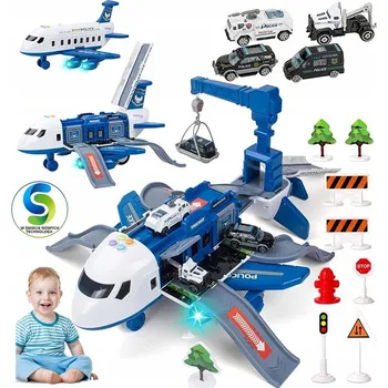 autíčko Velké letadlo rozkládací parkoviště jeřáb policie auta + nálepka Stator U774L