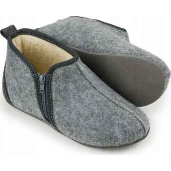 Pánské pantofle Pánské filcové bačkory šedé zateplené na zip přírodní vlna velikost 43