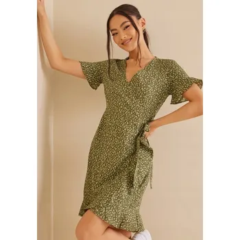 Dámské šaty VERO MODA OLIVOVÉ ŠATY SE ZVÍŘECÍM VZOREM (M)