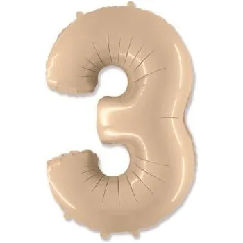 Balónek Fóliový balónek Číslice 3, krémová barva, FX, 85 cm