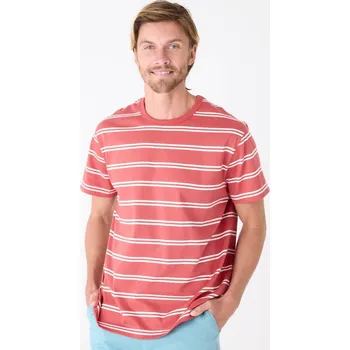 Pánské oblečení Pruhované tričko s krátkými rukávy, bio bavlna korálová/režná 97/106
