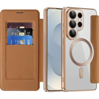 Pouzdro na mobilní telefon knížkové pouzdro Techsuit SmartMag pro Samsung Galaxy S26 Ultrahnědá