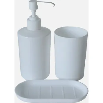 Dávkovač mýdla LIVARNO HOME dávkovač, kelímek a mýdlenka Sada plastová bílá