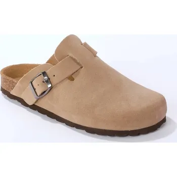 Dámské pantofle Kožené pantofle s plnou špičkou hnědošedá světlá 41