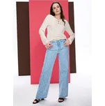 Sinsay - Džíny wide leg s vysokým pasem a květinovým potiskem - modrá - 225HC-50J - 225HC-50J-32