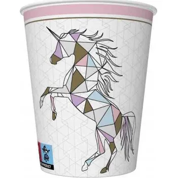 Party nádobí Papírové kelímky '' Grafický Jednorožec '' /8 kusů