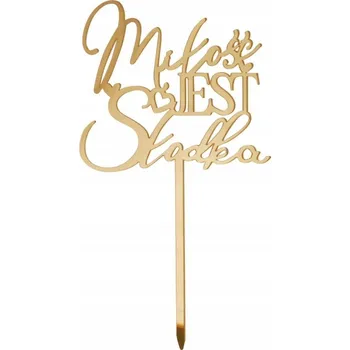 Jedlá dekorace na dort Zápich do dortu zlatý