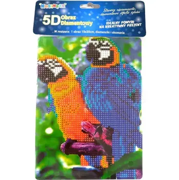 Diamantové malování Norimpex Diamantové malování Dva papoušci 15x20cm se stojánkem