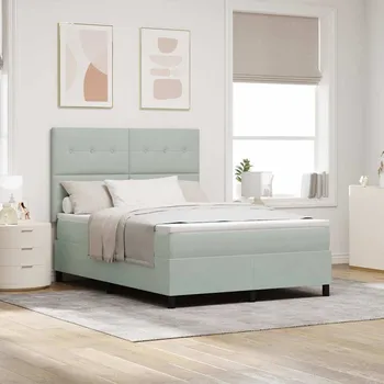 Postel vidaXL Postel s boxspringem s matrací Světle šedá 160 x 200 cm textil [3339842]