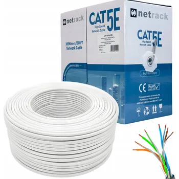 Síťový kabel Síťový kabel kroucená dvoulinka LAN kat. 5e UTP 305m CU 100% Měď Netrack bílý