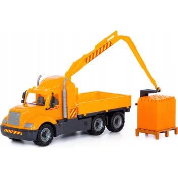 autíčko WADER POLESIE auto s jeřábem Majk + stavebnice na paletě 3+