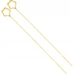 Dlouhé náušnice ze žlutého zlata 585 provlékací s přívěskem ve tvaru květiny