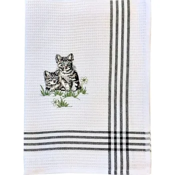 Utěrka HADŘÍK KUCHYŇSKÉ UTĚRKY S RELIŠOVANÝM VYŠÍVÁNÍM KOČEK PRO DÁREK PRO KOŤATA