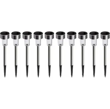 Venkovní osvětlení Solární LED zapichovací lampa PIN ECLIPSE stříbrná inox obyčejná 1kpl-10 Ks LED2B