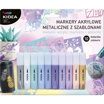 Metalické Popisovače , akrylové metalické popisovače v sadě, dětské fixy Kidea se šablonami v sadě 10 ks