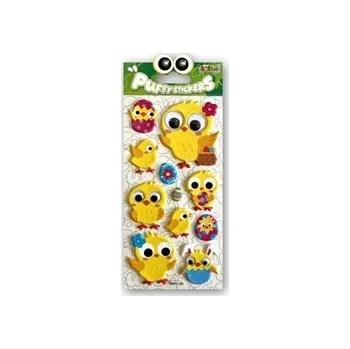 samolepka KONVEXNÍ SAMOLEPÍCÍ SAMOLEPKY VELIKONOČNÍ KUŘÁTKA S POHYBLIVÝMA OČIMA