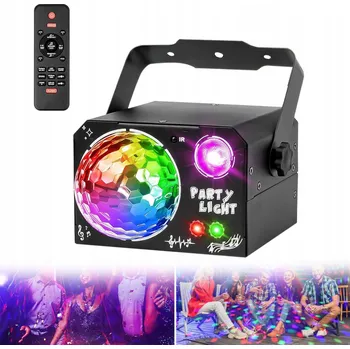 Světelný efekt LED EFEKT SVĚTLO DISCO OSVĚTLENÍ NA PÁRTY LASER KOULE RGB + DÁLKOVÉ OVLÁDÁNÍ