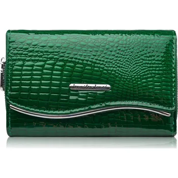 Peněženka Dámská kožená lakovaná peněženka s krokodýlím vzorem, zelená, elegantní