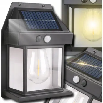 Venkovní osvětlení Solární nástěnné svítidlo černé E10 s pohybovým senzorem 600 lm