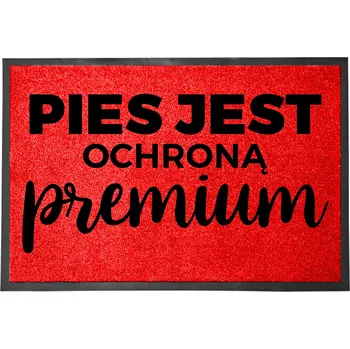 Rohožka ČERVENÁ VSTUPNÍ ROHOŽKA PŘED DVEŘE 40X60 VTIPNÁ S MOTIVEM PSA - PRÉMIOVÁ OCHRANA