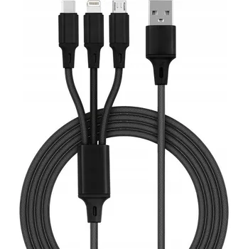 Datový kabel Kabel XO USB - USB typ C / microUSB / Lightning, 1,2 m, černý