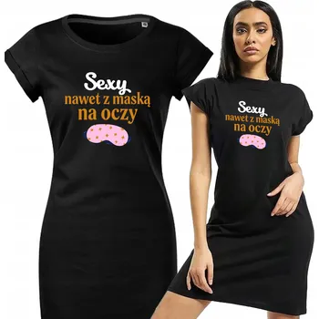 Dámské pyžamo Dámské pyžamo černé Košile Noční pohodlné S*xy i s maskou na oči - L