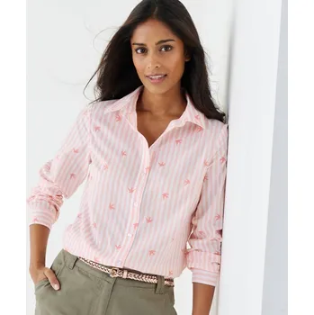 Dámská halenka Halenka s potiskem pruhů a ptáčků růžová 36