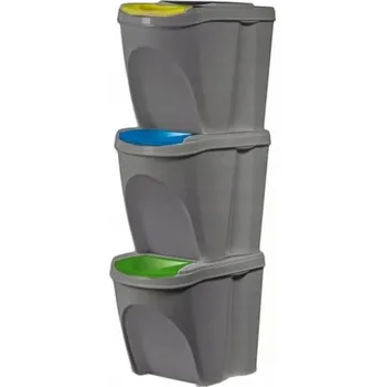 Odpadkový koš Koše na tříděný odpad 25L 3ks vertikální šedé