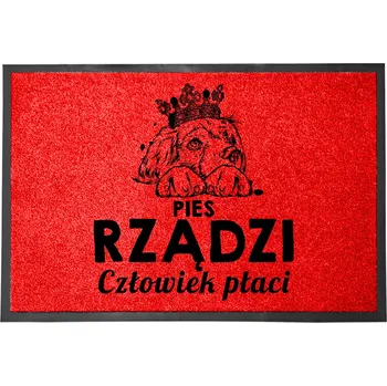 Rohožka VCHODOVÁ ROHOŽKA ČERVENÁ 40X60CM KE DVEŘÍM VTIPNÁ ZÁBAVNÁ PES VELÍ