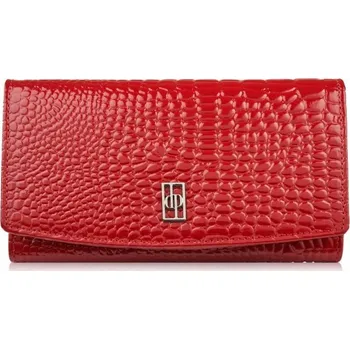 Peněženka Dámská kožená peněženka velká červená vzor croco s ochranou RFID Paolo Peruzzi