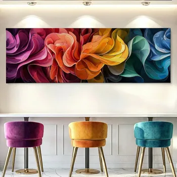 Obraz Obraz na plátně - Noc barevných květů FeelHappy.cz Velikost obrazu (šířka x výška): 210 x 70 cm