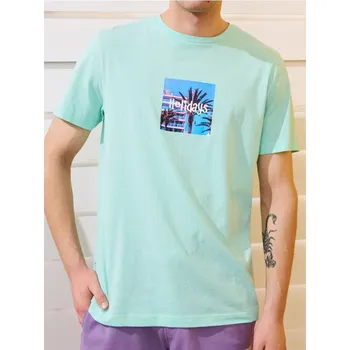 Sinsay - Tričko s krátkými rukávy a potiskem - tyrkysová - 9687I-06X - 9687I-06X-XS