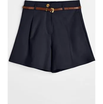 Sinsay - Bavlněné rovné šortky s páskem - námořnická modrá - 165HC-59X - 165HC-59X-M
