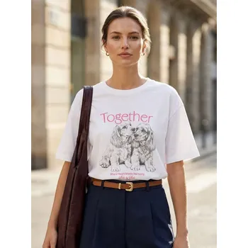 Sinsay - Bavlněné tričko s vyšitým nápisem - bílá - 083HB-00M - 083HB-00M-XS