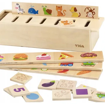 Dřevěná hračka VIGA Dřevěná krabička třídič stavebnice obrázky