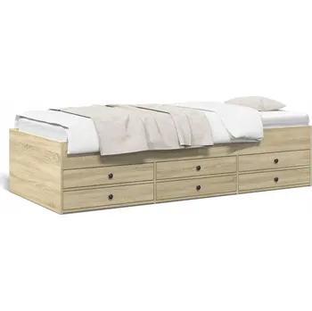 Pohovka Rozkládací pohovka s úložným prostorem a 6 zásuvkami, dub sonoma, 203x101,5x45,5 cm