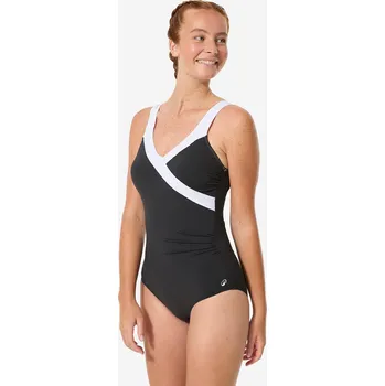 Dámské plavky DECATHLON Dámské jednodílné plavky na aquagym Claris 44 BÍLÁ|ČERNÁ