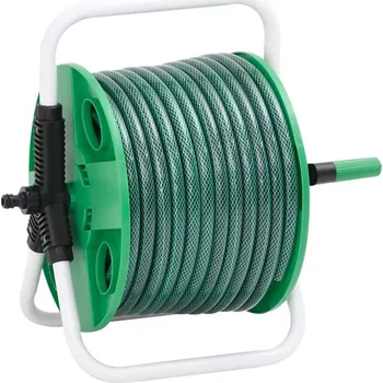 Zahradní hadice vidaXL Volně stojící hadicový naviják se sadou koncovek 0,5" 50 m PVC [3281512]