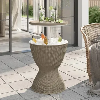 Zahradní stůl vidaXL Chladicí stolek 3 v 1 polypropylen [364158] Barva: Hnědá