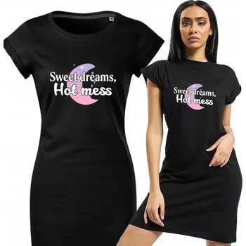 Dámské pyžamo Dámské pyžamo černé Košile Noční pohodlné módní Sweet Dreams, Hot Mess - M