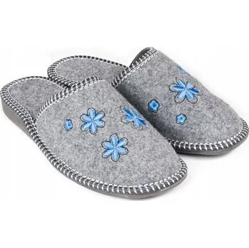 Dámské pantofle Dámské Pantofle VEL. 36, plstěné, teplé, s květinovou výšivkou, VEL. 36