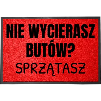 Rohožka ČERVENÁ VSTUPNÍ ROHOŽKA PŘED DVEŘE 40X60 - NEOTÍREJ SI BOTY, JE TO ZBYTEČNÉ!