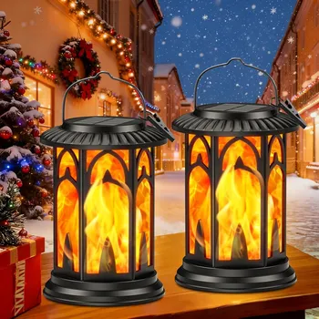 Venkovní osvětlení Solární lampa stojící/závěsná černá s realistickým plamenem 15,7 cm 2 ks