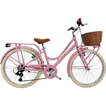 Dětské kolo CANELLINI Dívčí městské kolo Dolce Vita by Canellini ROMA 24" 6 rychlostí s košíkem 24" RŮŽOVÁ 2025