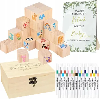 Dřevěná hračka DŘEVĚNÉ KOSTKY Učení Kreslení MONTESSORI Pro Děti Hry na Baby Shower