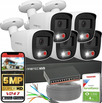 IP kamera Sada pro monitoring 5 IP kamer 5Mpx PoE Switch PoE, detekce HDD 4TB