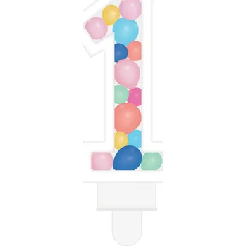 Party dekorace Svíčka dortová barevné lentilky číslo 1