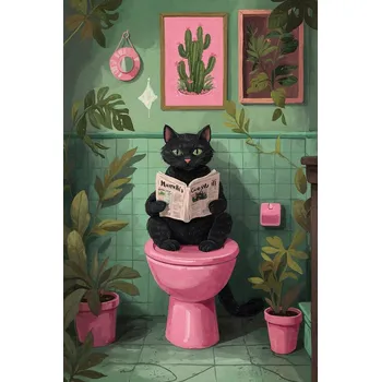 Plakát Plakát, Obraz - Toilet Time Cat, The Art Concept